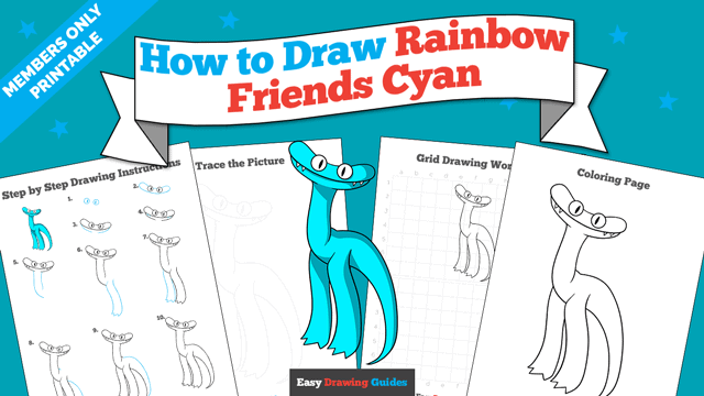 How to Draw Rainbow Friends Cyan Printable Thumbnail