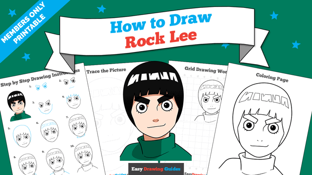 How to Draw Rock Lee Printable Thumbnail