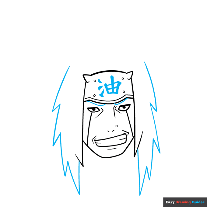Jiraiya step-by-step drawing tutorial: step 4