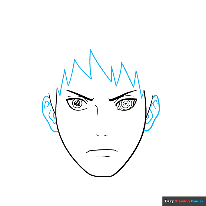 Obito Uchiha step-by-step drawing tutorial: step 4