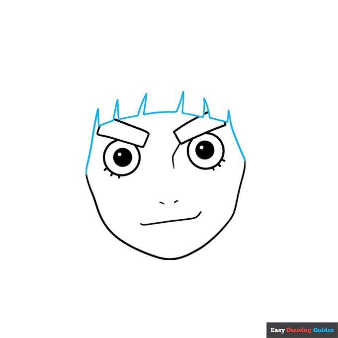 Rock Lee step-by-step drawing tutorial: step 4