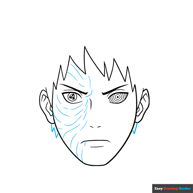 Obito Uchiha step-by-step drawing tutorial: step 5