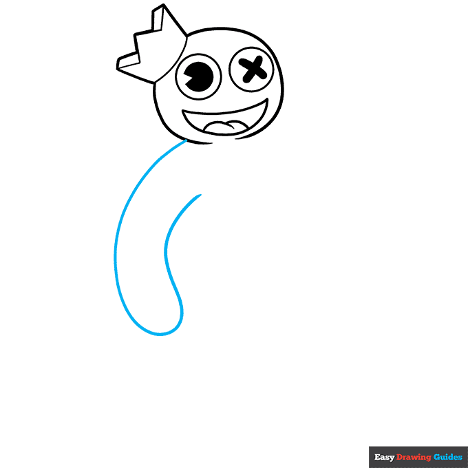 Rainbow Friends Blue step-by-step drawing tutorial: step 5