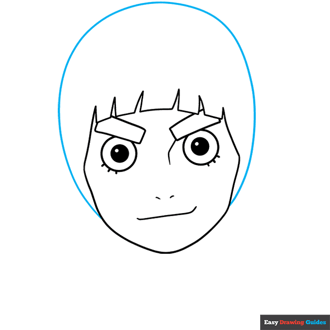 Rock Lee step-by-step drawing tutorial: step 5