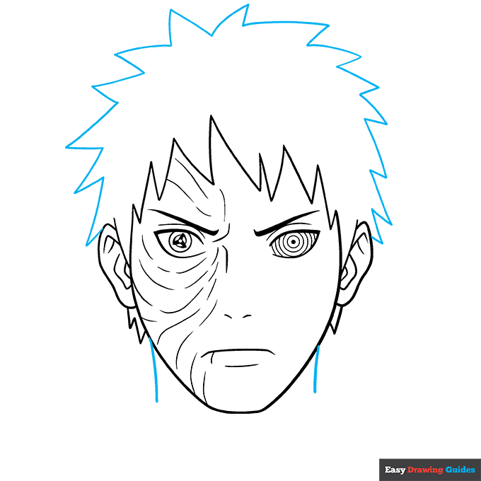 Obito Uchiha step-by-step drawing tutorial: step 6