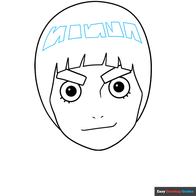Rock Lee step-by-step drawing tutorial: step 6