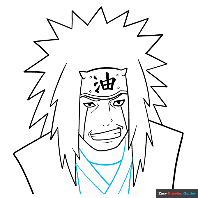 Jiraiya step-by-step drawing tutorial: step 7