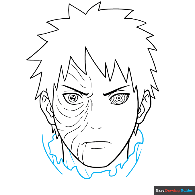 Obito Uchiha step-by-step drawing tutorial: step 7