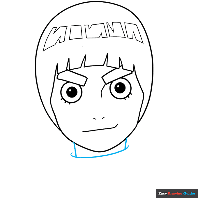 Rock Lee step-by-step drawing tutorial: step 7