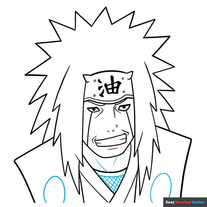 Jiraiya step-by-step drawing tutorial: step 8