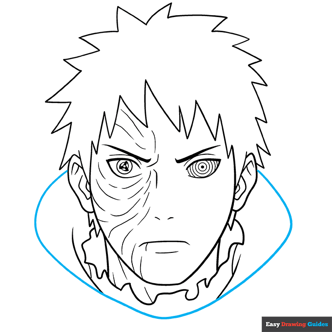 Obito Uchiha step-by-step drawing tutorial: step 8