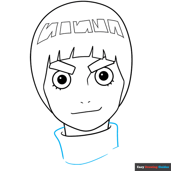 Rock Lee step-by-step drawing tutorial: step 8