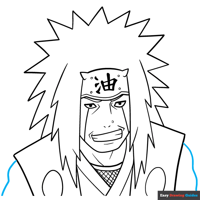 Jiraiya step-by-step drawing tutorial: step 9