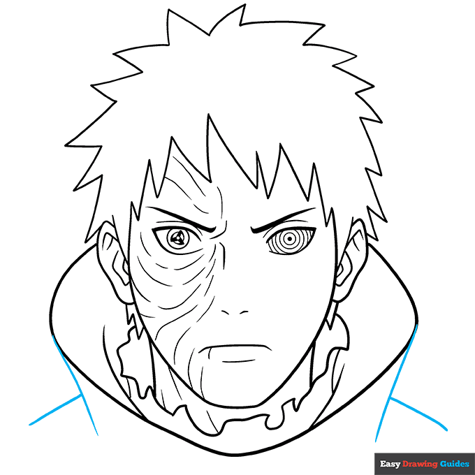 Obito Uchiha step-by-step drawing tutorial: step 9
