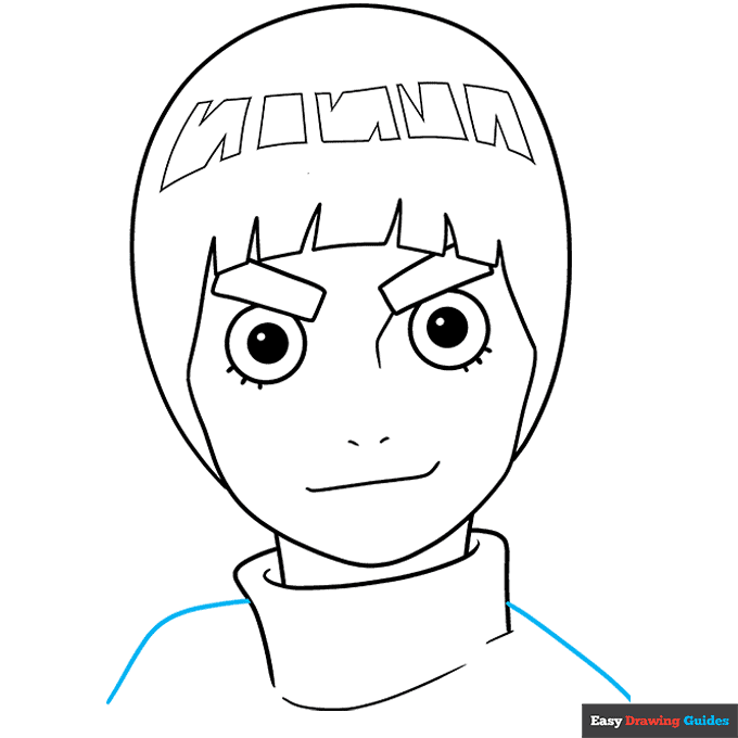 Rock Lee step-by-step drawing tutorial: step 9