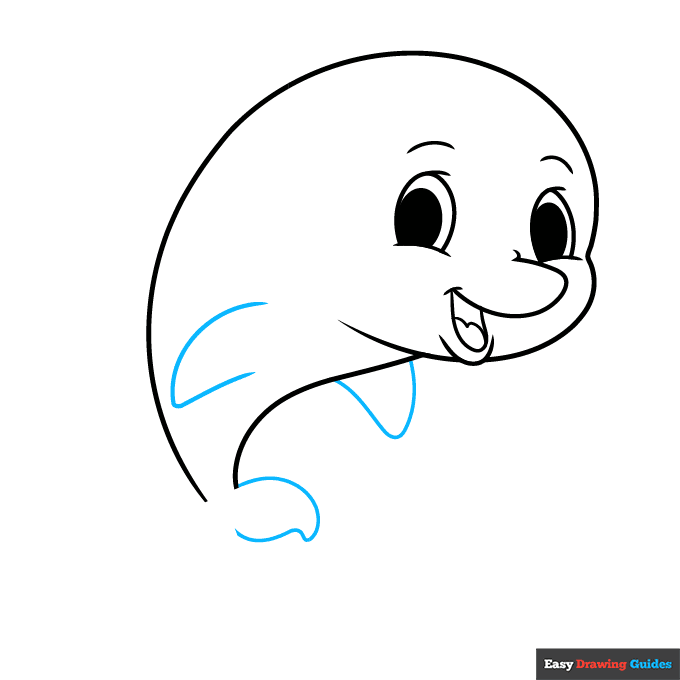 Cute Dolphin step-by-step drawing tutorial: step 6