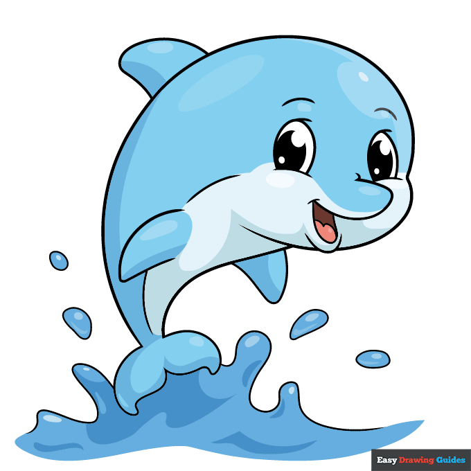 Cute Dolphin step-by-step drawing tutorial: step 11