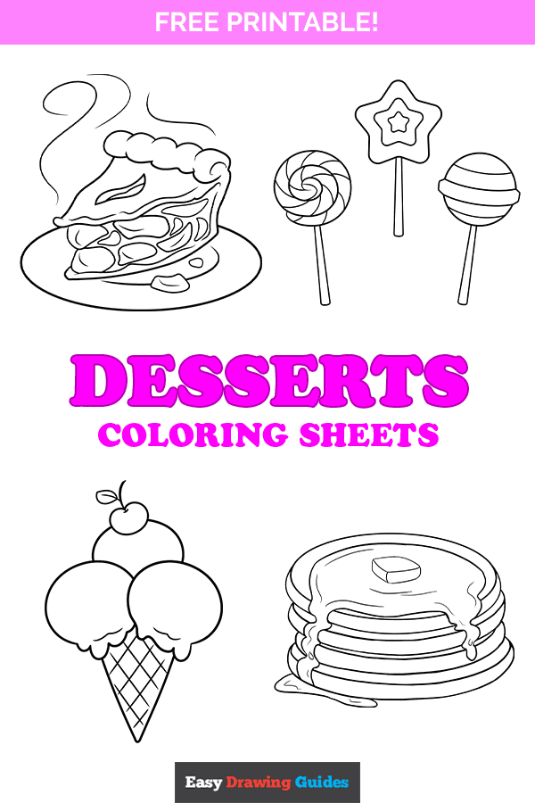 Free printable desserts coloring pages - pinterest image