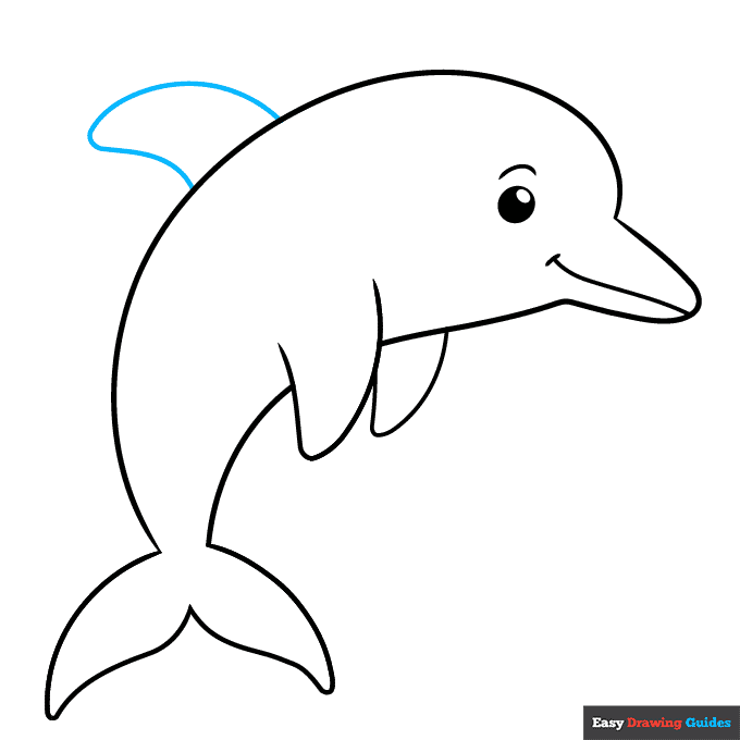 Easy Dolphin for Kids step-by-step drawing tutorial: step 8