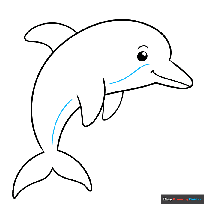 Easy Dolphin for Kids step-by-step drawing tutorial: step 9