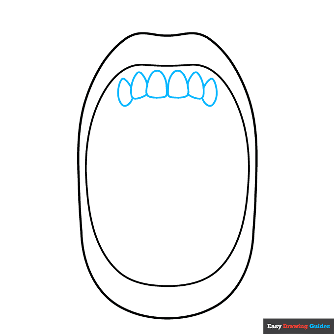 Mouth Anatomy Diagram for Kids for Kids step-by-step drawing tutorial: step 2