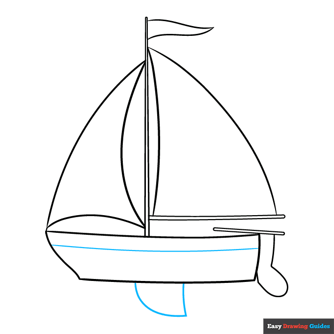 Parts of a Boat for Kids step-by-step drawing tutorial: step 7