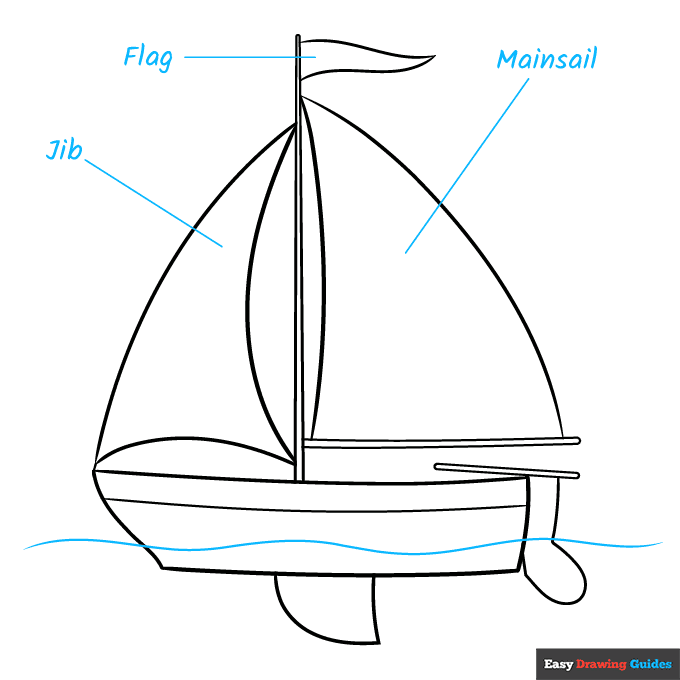 Parts of a Boat for Kids step-by-step drawing tutorial: step 8