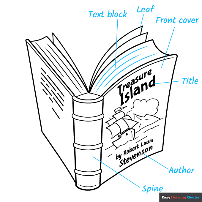 Parts of a Book for Kids step-by-step drawing tutorial: step 8