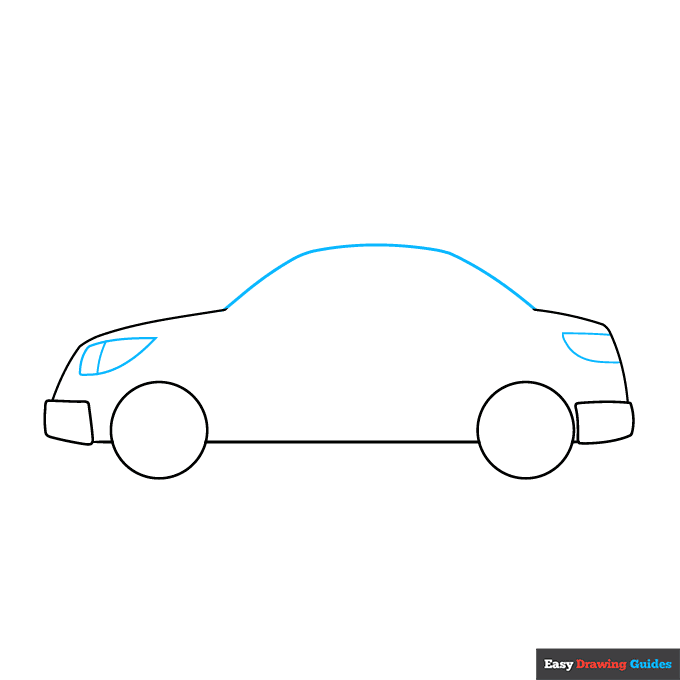 Parts of a Car for Kids step-by-step drawing tutorial: step 3