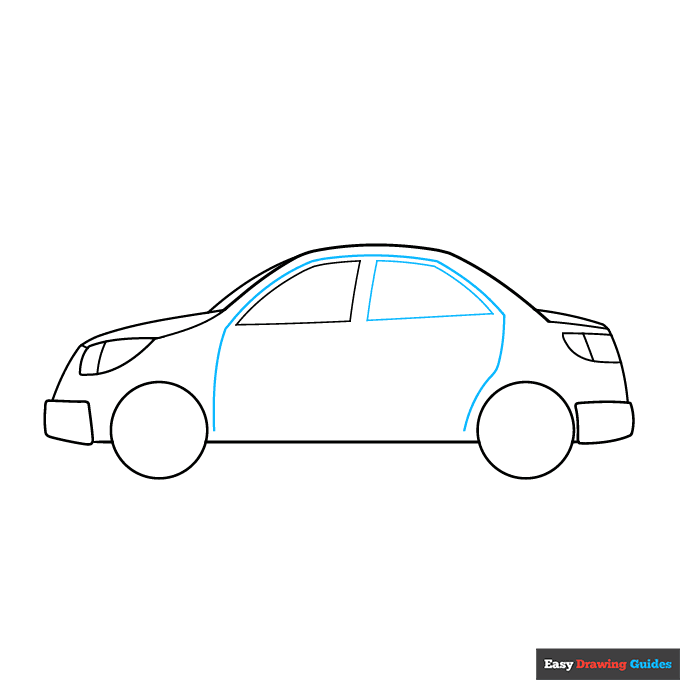Parts of a Car for Kids step-by-step drawing tutorial: step 5