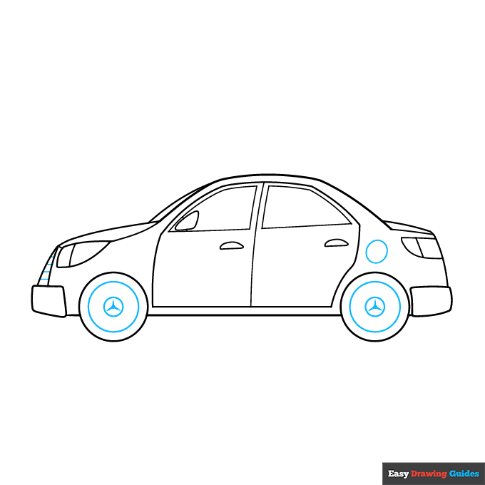 Parts of a Car for Kids step-by-step drawing tutorial: step 7