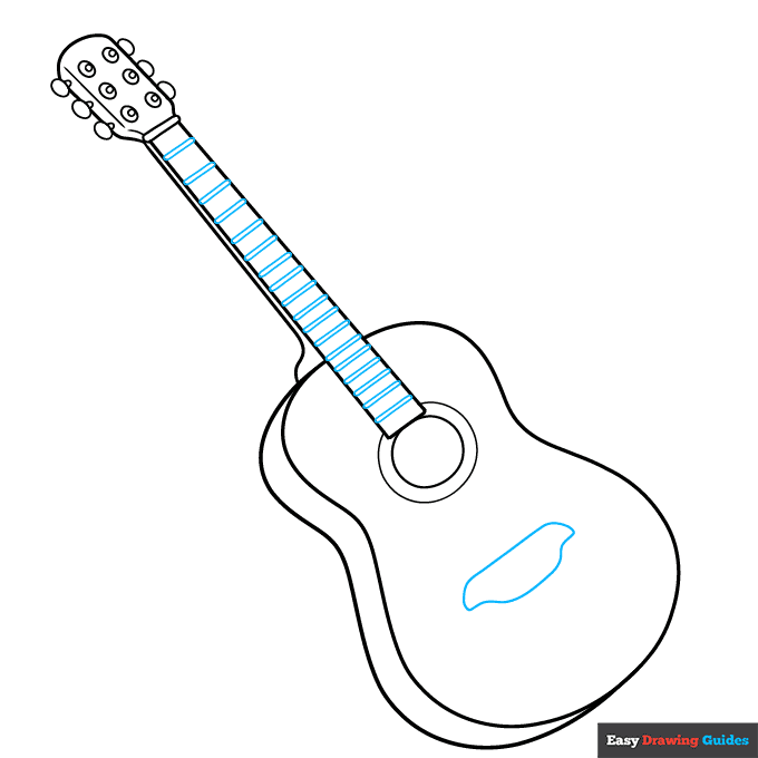 Parts of a Guitar step-by-step drawing tutorial: step 6