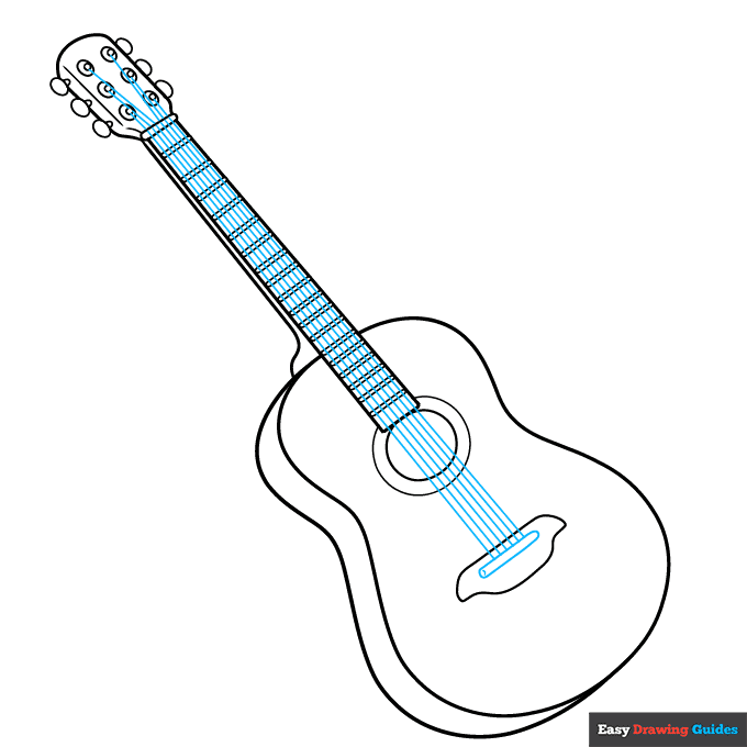 Parts of a Guitar step-by-step drawing tutorial: step 7