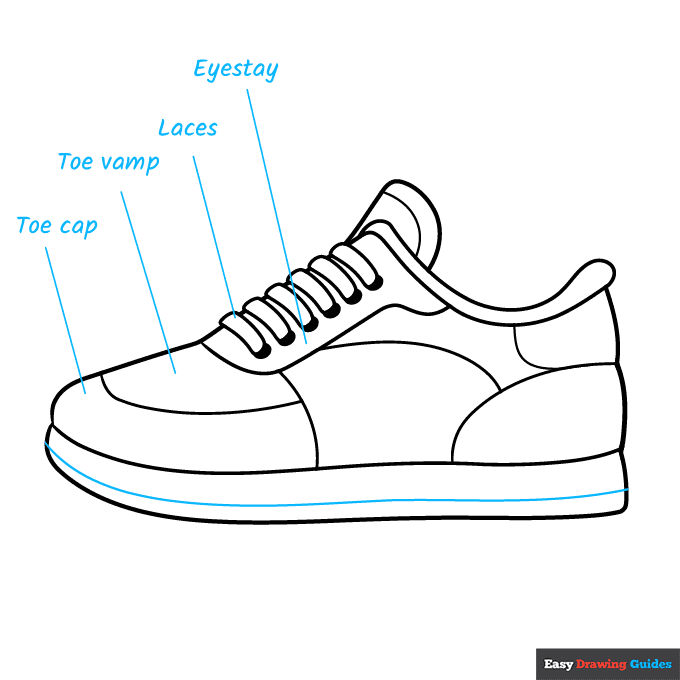 Parts of a Shoe for Kids step-by-step drawing tutorial: step 8