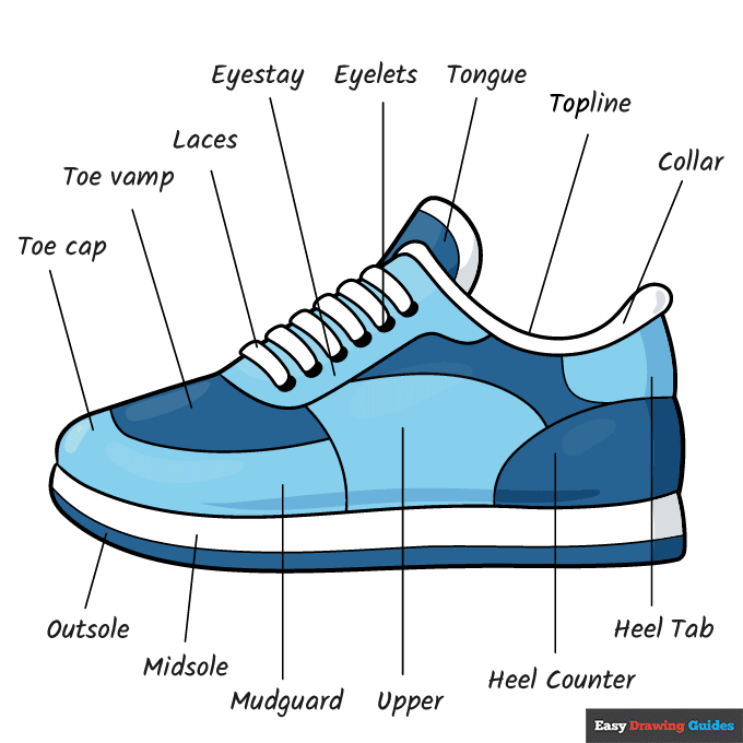 Parts of a Shoe for Kids step-by-step drawing tutorial: step 11