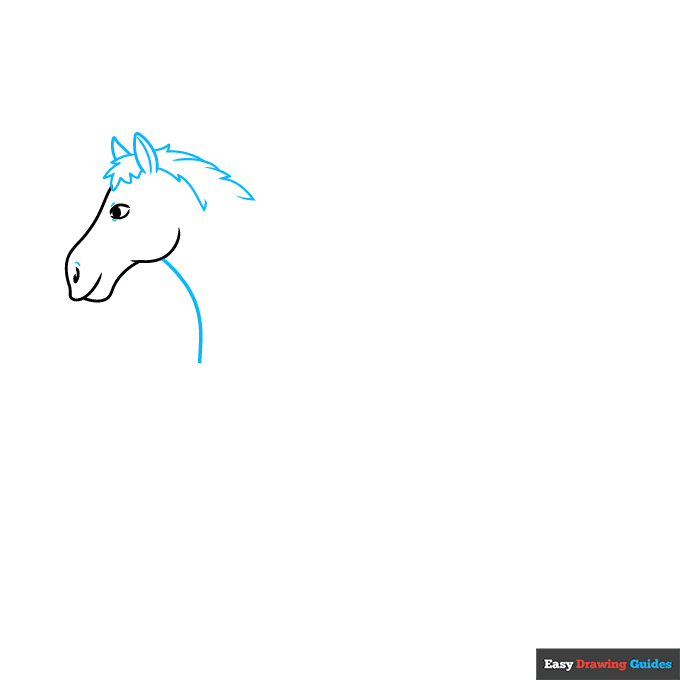 Parts of the Horse for Kids step-by-step drawing tutorial: step 2
