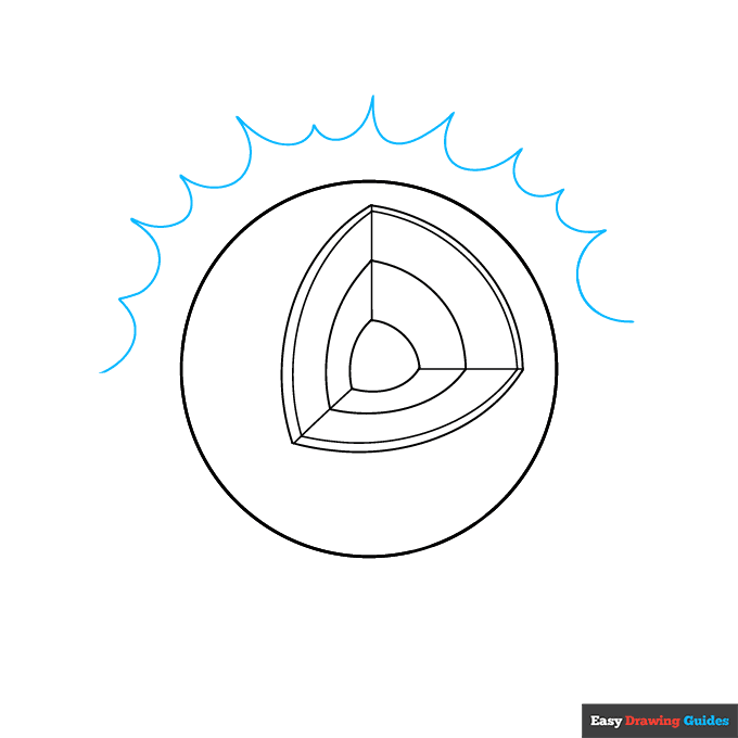 Parts of the Sun for Kids step-by-step drawing tutorial: step 4