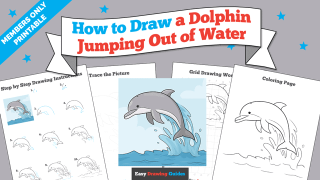 How to Draw a Dolphin Jumping Out of Water Printable Thumbnail