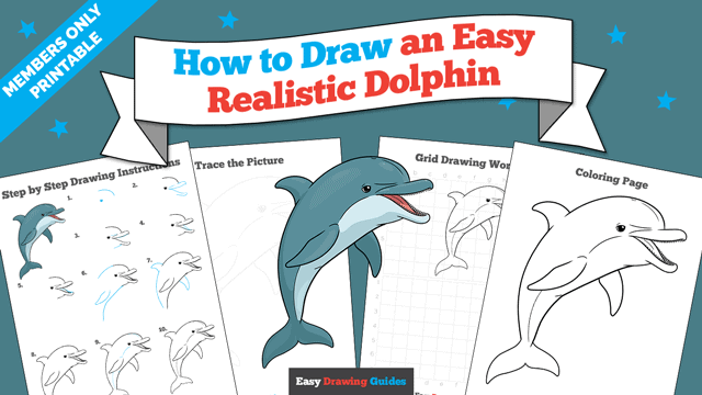 How to Draw an Easy Realistic Dolphin Printable Thumbnail
