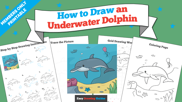 How to Draw an Underwater Dolphin Printable Thumbnail