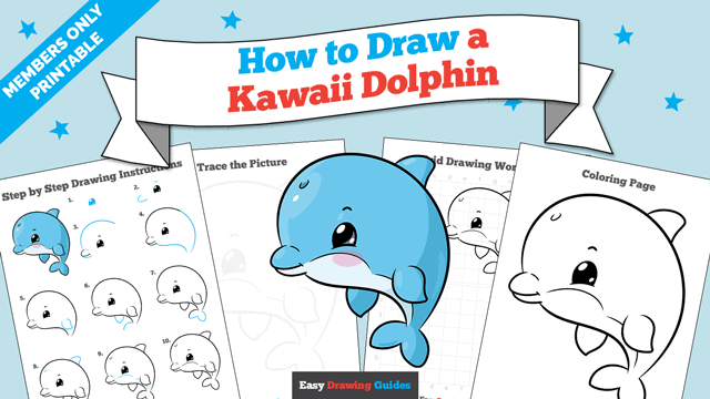 How to Draw a Kawaii Dolphin Printable Thumbnail