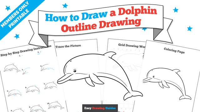 How to Draw a Dolphin Outline Drawing Printable Thumbnail