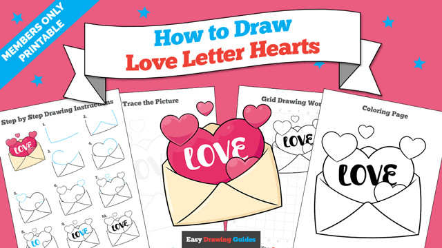 How to Draw Love Letter Hearts Printable Thumbnail