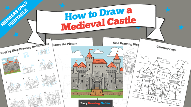 How to Draw a Medieval Castle Printable Thumbnail