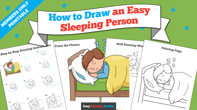 How to Draw an Easy Sleeping Person Printable Thumbnail