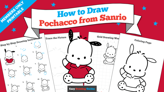 How to Draw Pochacco from Sanrio Printable Thumbnail
