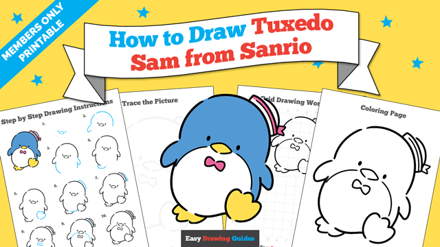 How to Draw Tuxedo Sam from Sanrio Printable Thumbnail
