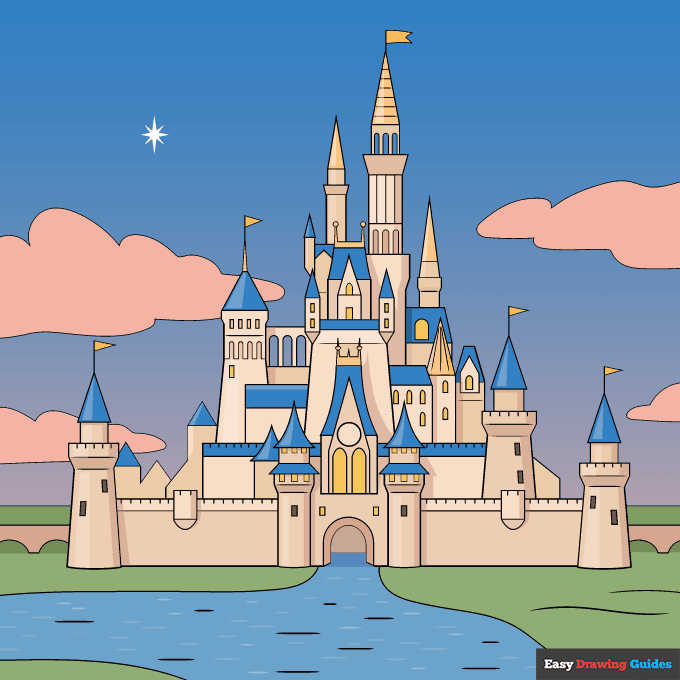 Disney Castle step-by-step drawing tutorial: step 11