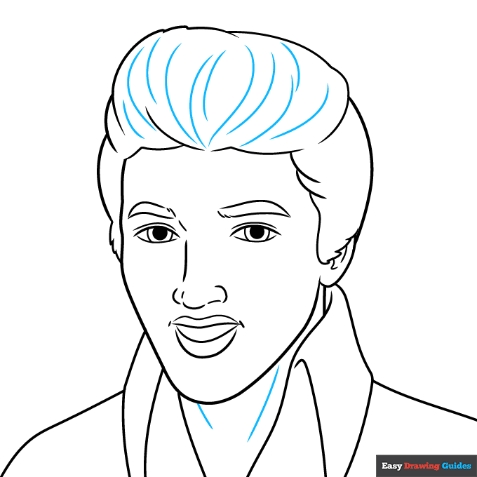 Elvis step-by-step drawing tutorial: step 7