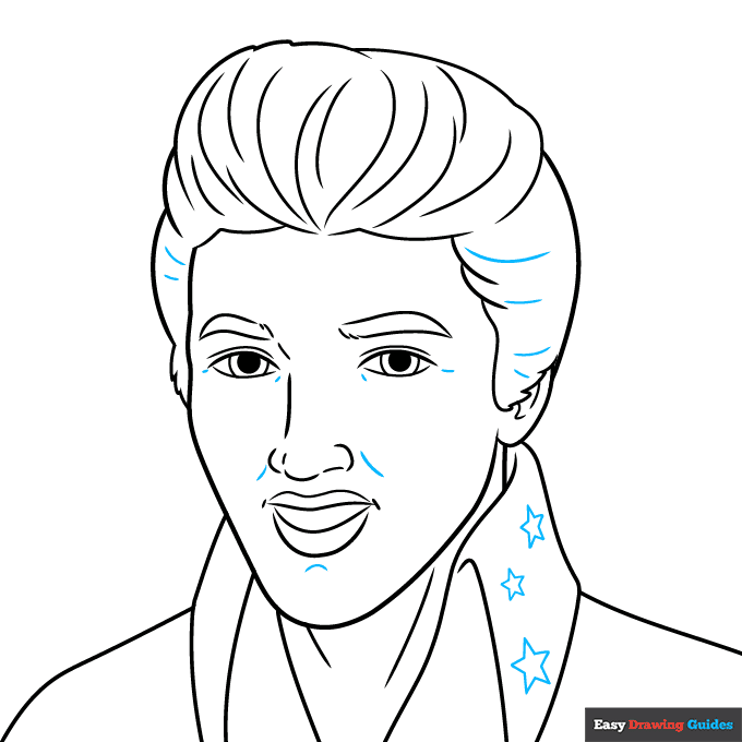 Elvis step-by-step drawing tutorial: step 8